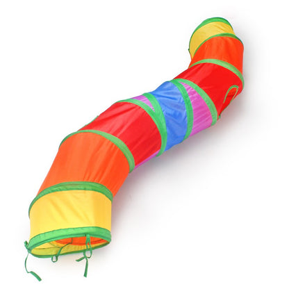 Collapsible rainbow S 2 way cat tunnel toy