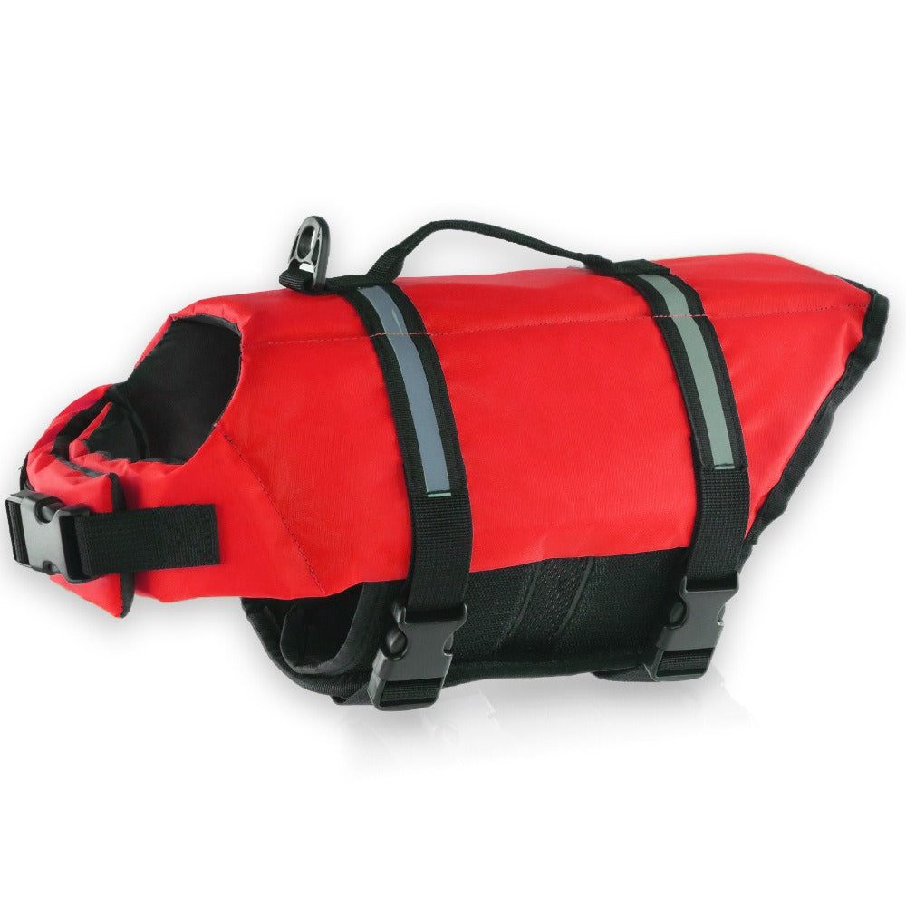 red adjustable belt dog life jacket 