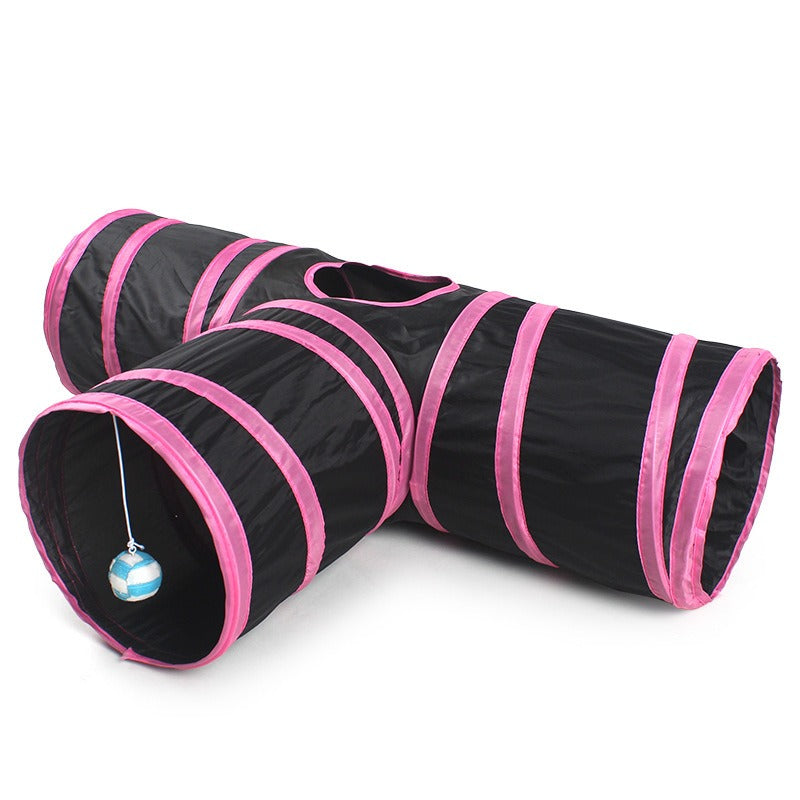rose red 3way Collapsible Cat Play Tunnel toys
