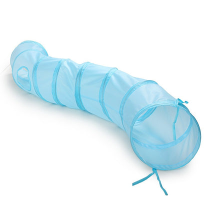 Collapsible sky blue S 2 way cat tunnel toy
