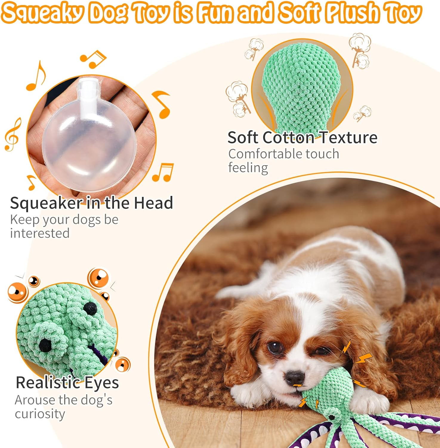 soft cotton and squeaker dog toys