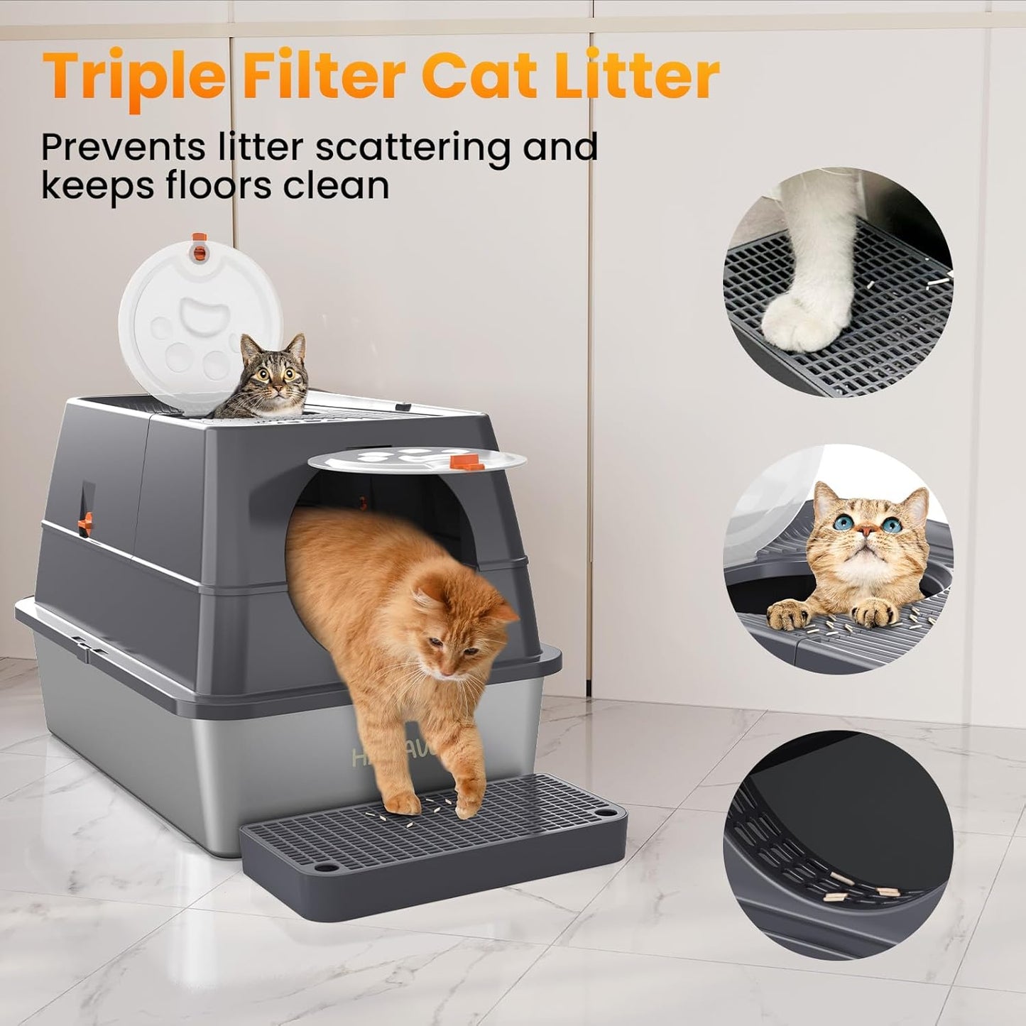 prevents litter scattering cat litter box