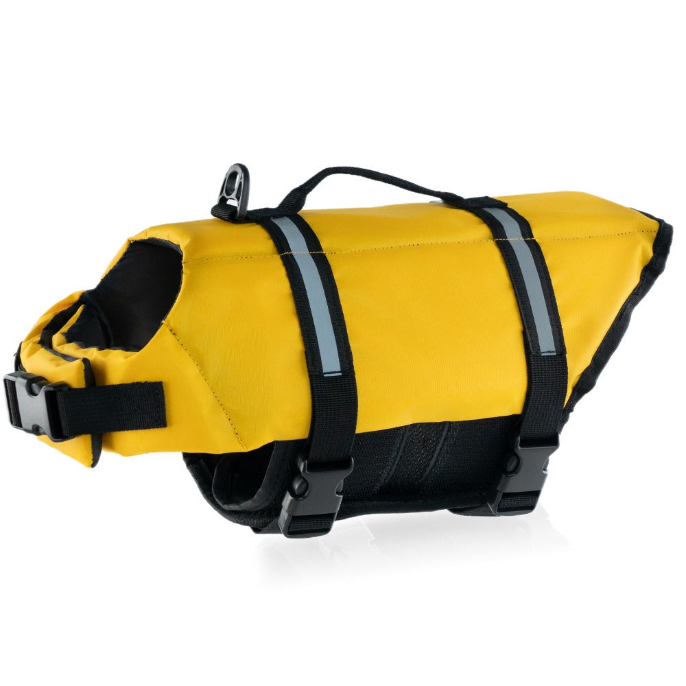 yellow adjustable belt dog life jacket 